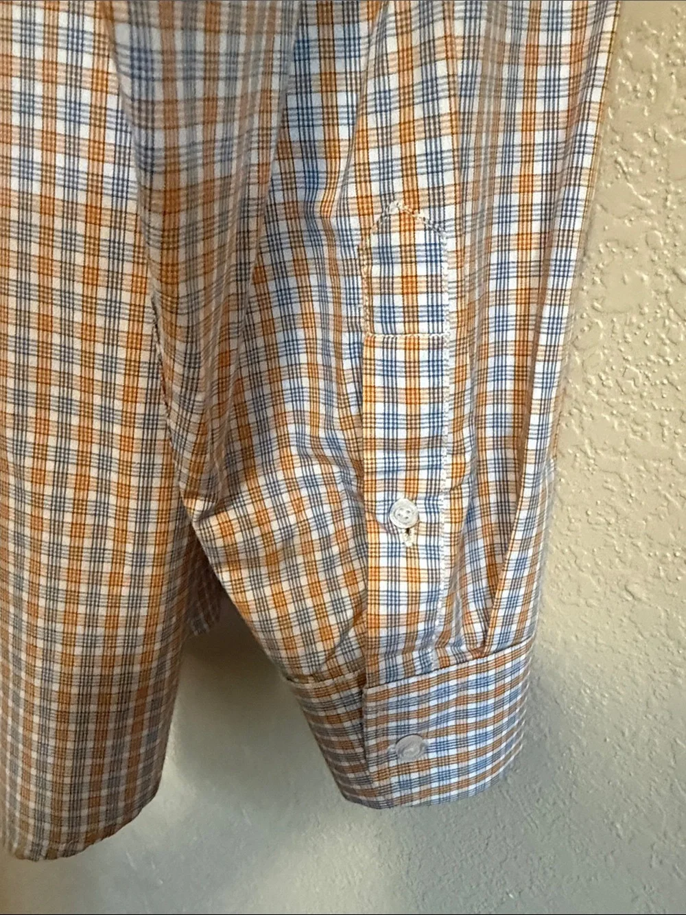 Gunnison Creek Outfitters Light Orange and Blue Plaid Men's Button-Down Shirt